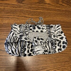 Black/White Animal Print Clutch, Barely Used (Like New)